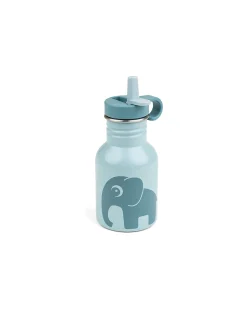 Borraccia in Metallo 350 ml - Elefante - Blu - con Cannuccia a Scomparsa!