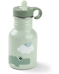 Borraccia in Metallo 350 ml - Playground - Verde - con Cannuccia a Scomparsa! - 12m+