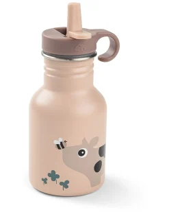Borraccia in Metallo 350 ml - Tiny Farm - Cipria - con Cannuccia a Scomparsa! - 12m+