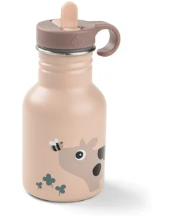 Borraccia in Metallo 350 ml - Tiny Farm - Cipria - con Cannuccia a Scomparsa! - 12m+