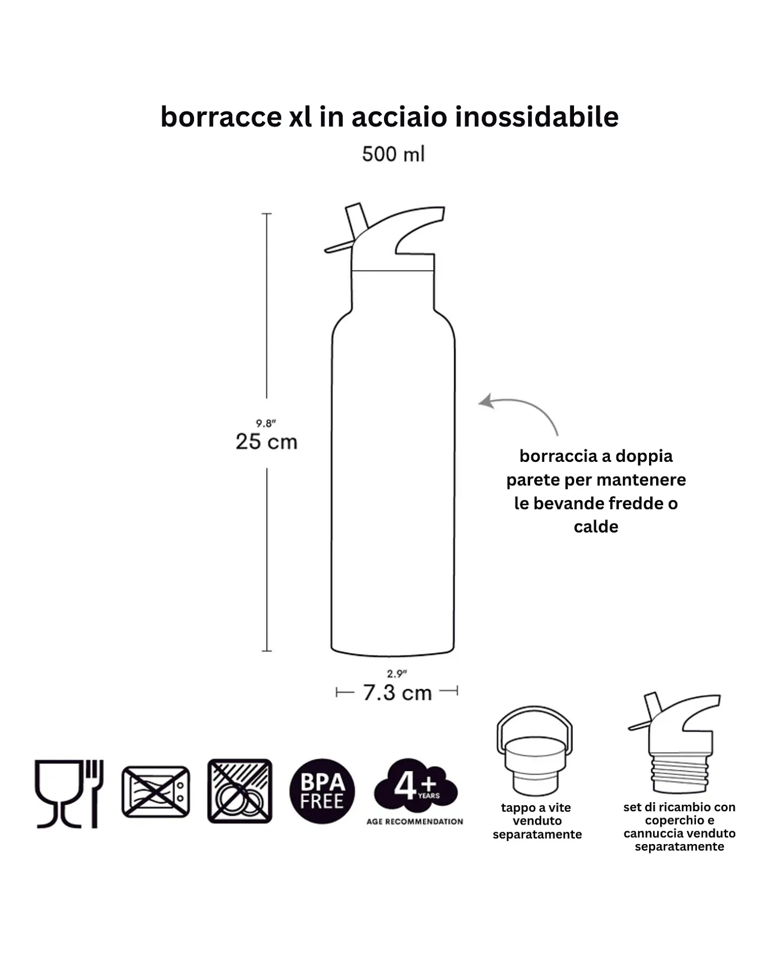 Borraccia Termica in Acciaio Inossidabile - 500 ml - Dinosauri