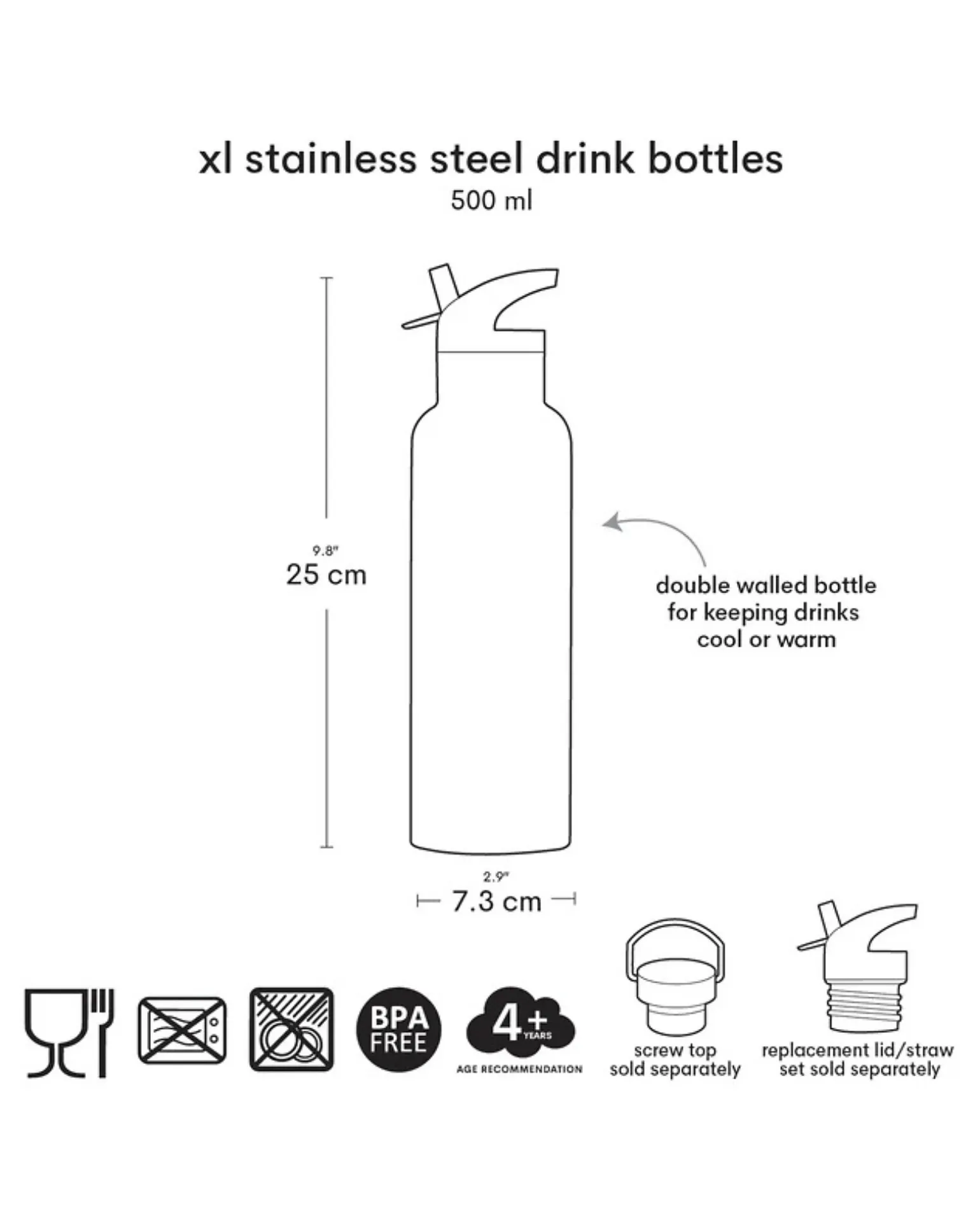 Borraccia Termica in Acciaio Inossidabile - 500 ml - Cuori