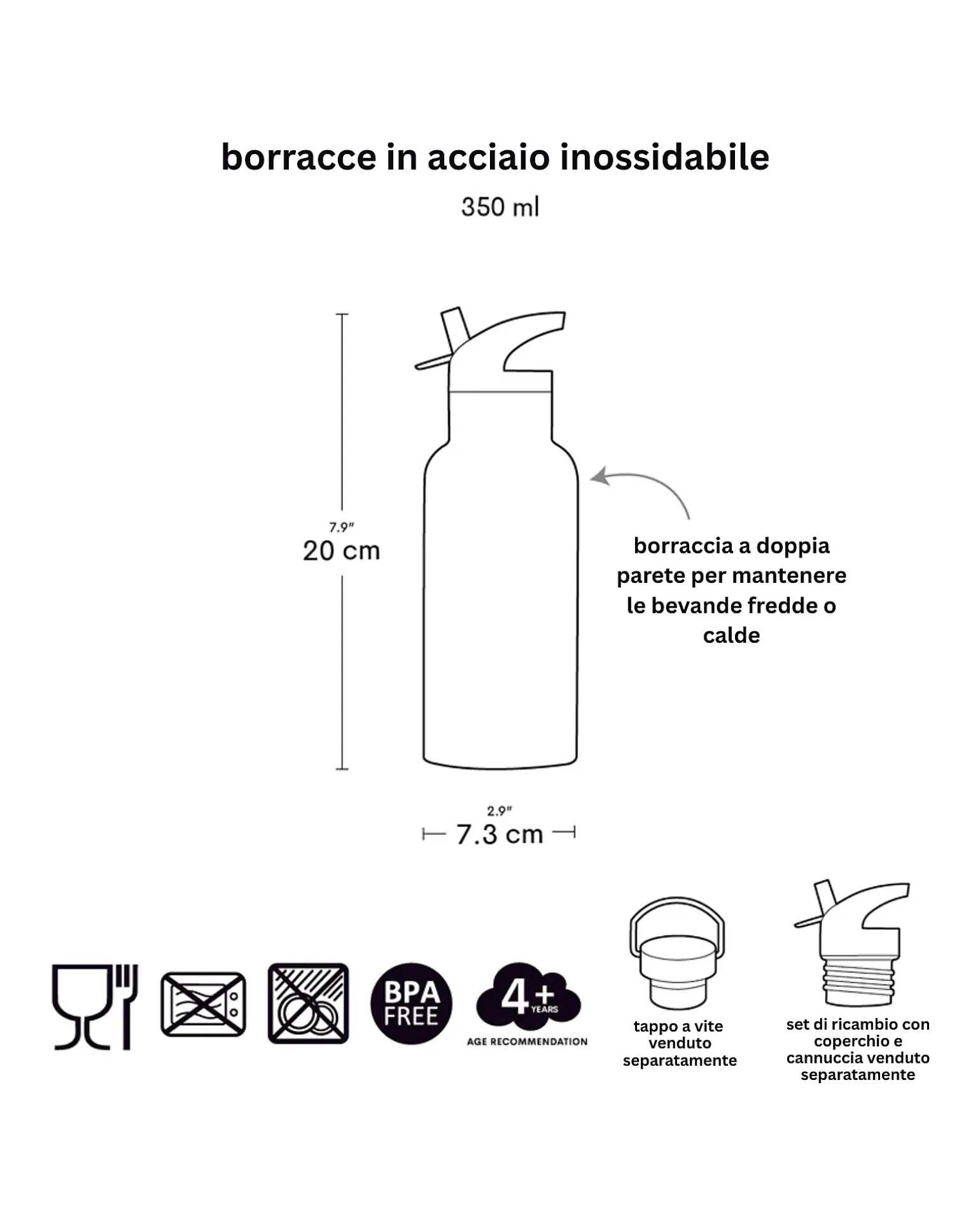 Borraccia Termica in Acciaio Inossidabile - 350 ml - Gioia