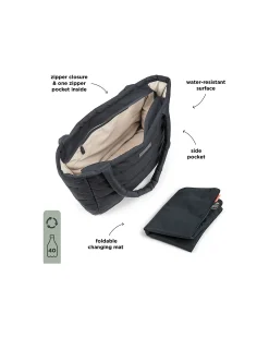 Borsa Cambio con Fasciatoio - Trapuntata - Nera - 26 L - Fatto con Bottiglie di Plastica Riciclata