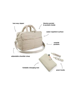 Borsa Cambio con Fasciatoio - Trapuntata - Sabbia - 24 L - Fatto con Bottiglie di Plastica Riciclata