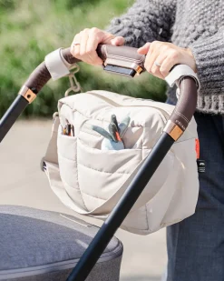 Borsa Cambio Passeggino Trapuntata - Sabbia - 12 L - Fatta con Bottiglie di Plastica Riciclata