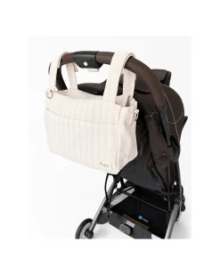 Borsa Organizer per Passeggino - Righe - Beige - Compatibile con tutti i modelli di passeggino