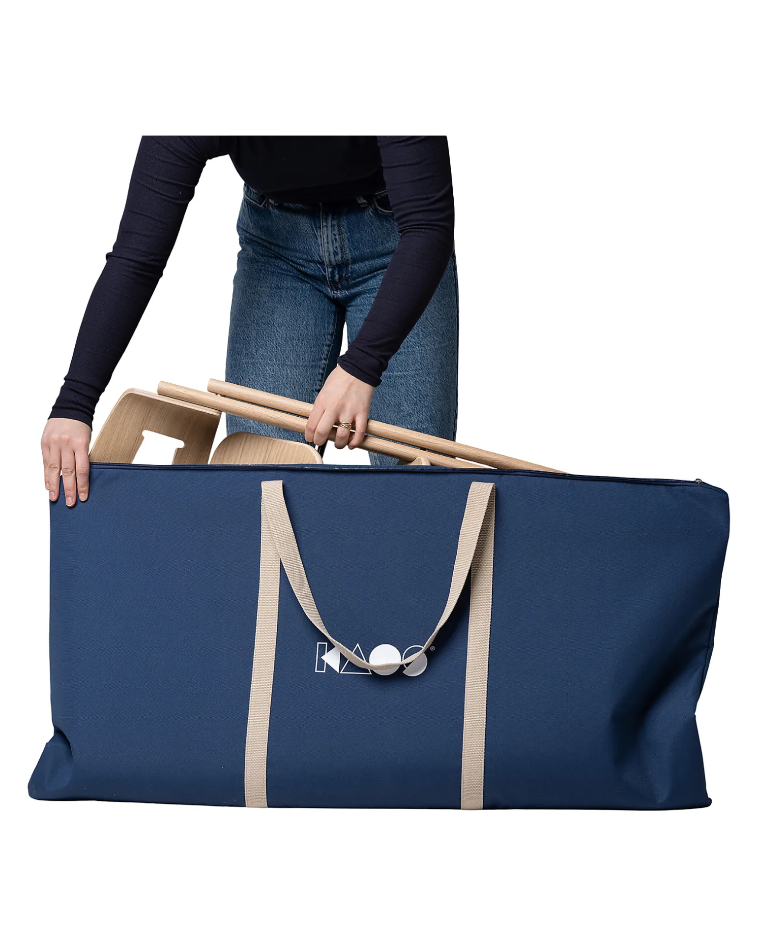 Borsa per Trasporto Sedia Evolutiva KLAPP - Blu e Sabbia - Pratica e Leggera