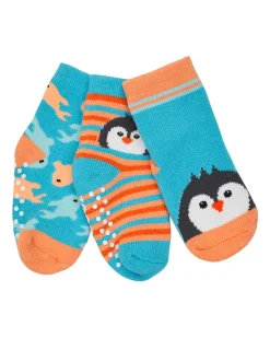 Calzini Antiscivolo Grip+Easy Parker il Pinguino - Pacco da 3 - 0-24 mesi