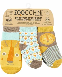 Calzini Antiscivolo Grip+Easy Leo il Leone, Pacco da 3 - 0-24 mesi