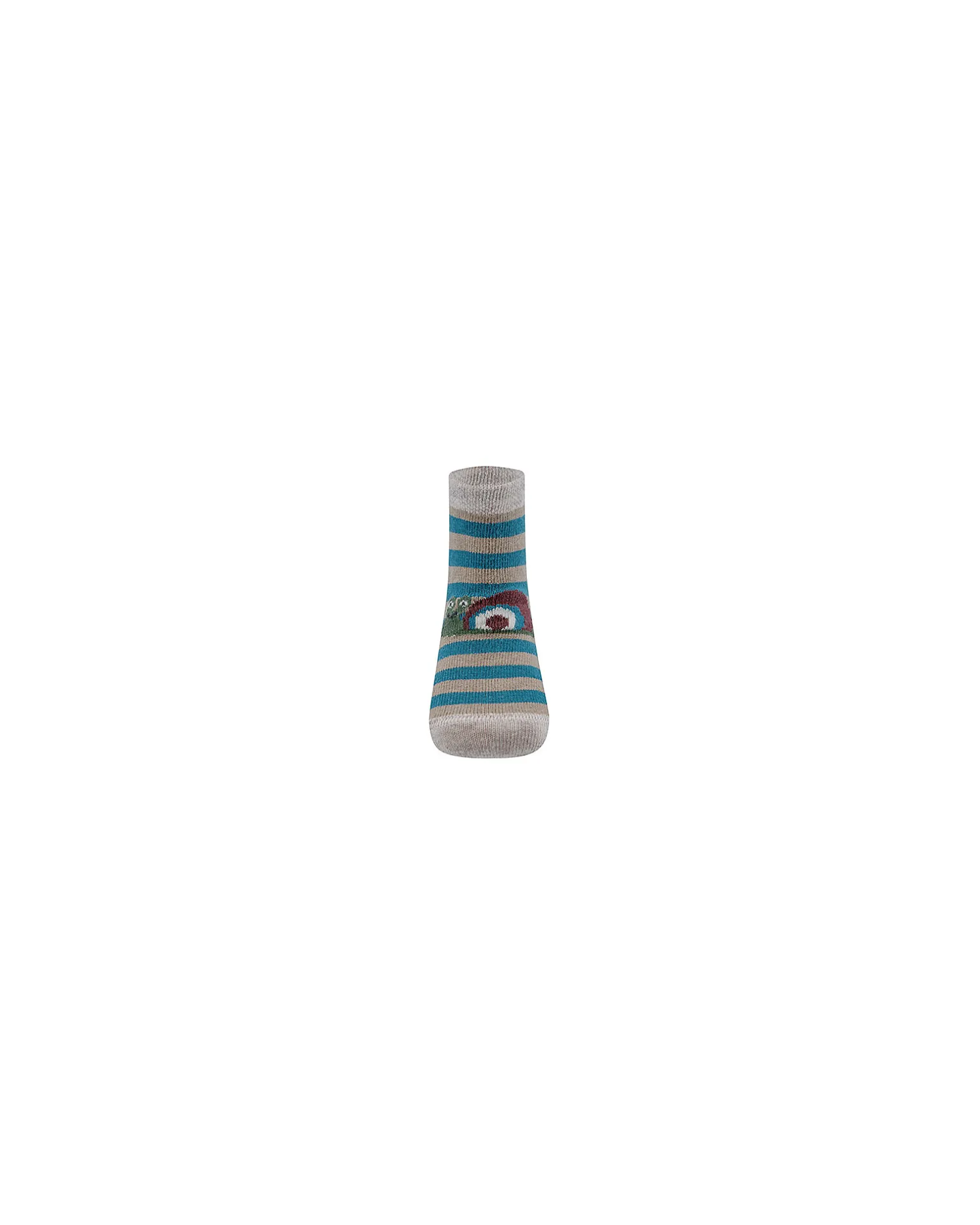 Calzini per Bambini - a Righe con Lumaca - Beige - Cotone Bio GOTS