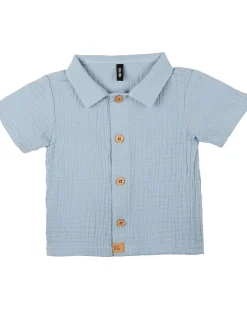 Camicia con Botton - Azzurro - 100% Cotone Bio Certificato GOTS