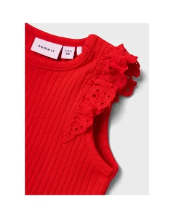 Canotta con Volant - Tomato - Cotone Bio