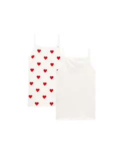 Canotta - Pacco da 2 - Bianco/Cuori - 100% Cotone Oeko-Tex
