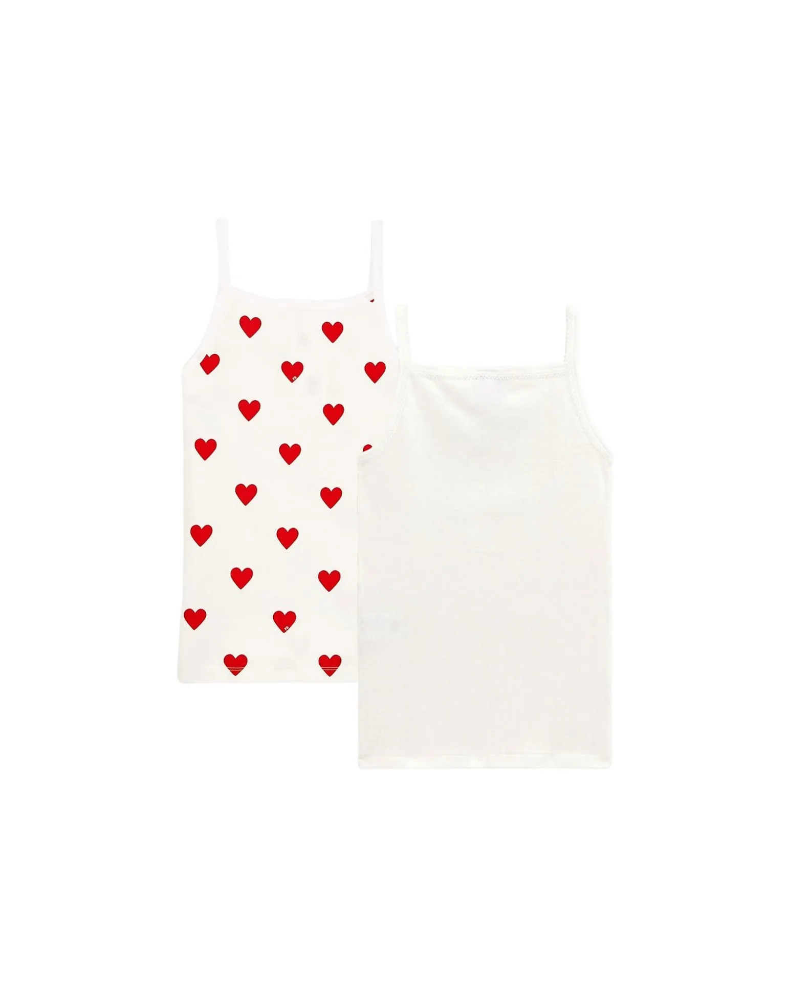 Canotta - Pacco da 2 - Bianco/Cuori - 100% Cotone Oeko-Tex