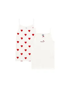 Canotta - Pacco da 2 - Bianco/Cuori - 100% Cotone Oeko-Tex