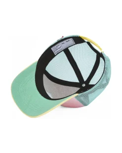 Cappello con Visiera Mini Poppy - Rosa Giallo e Turchese - Cotone Bio