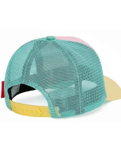 Cappello con Visiera Mini Poppy - Rosa Giallo e Turchese - Cotone Bio