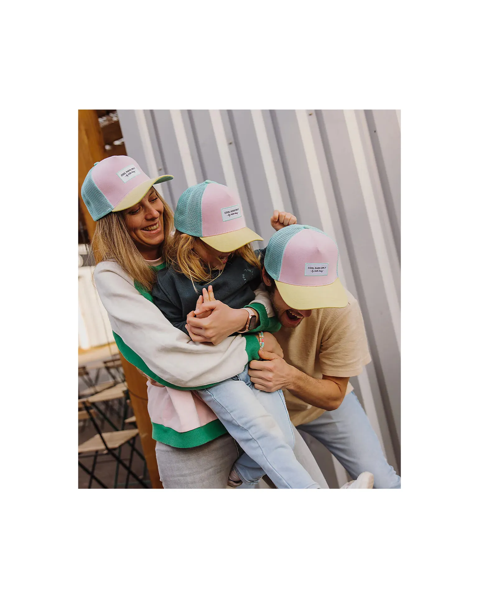 Cappello con Visiera Mini Poppy - Rosa Giallo e Turchese - Cotone Bio