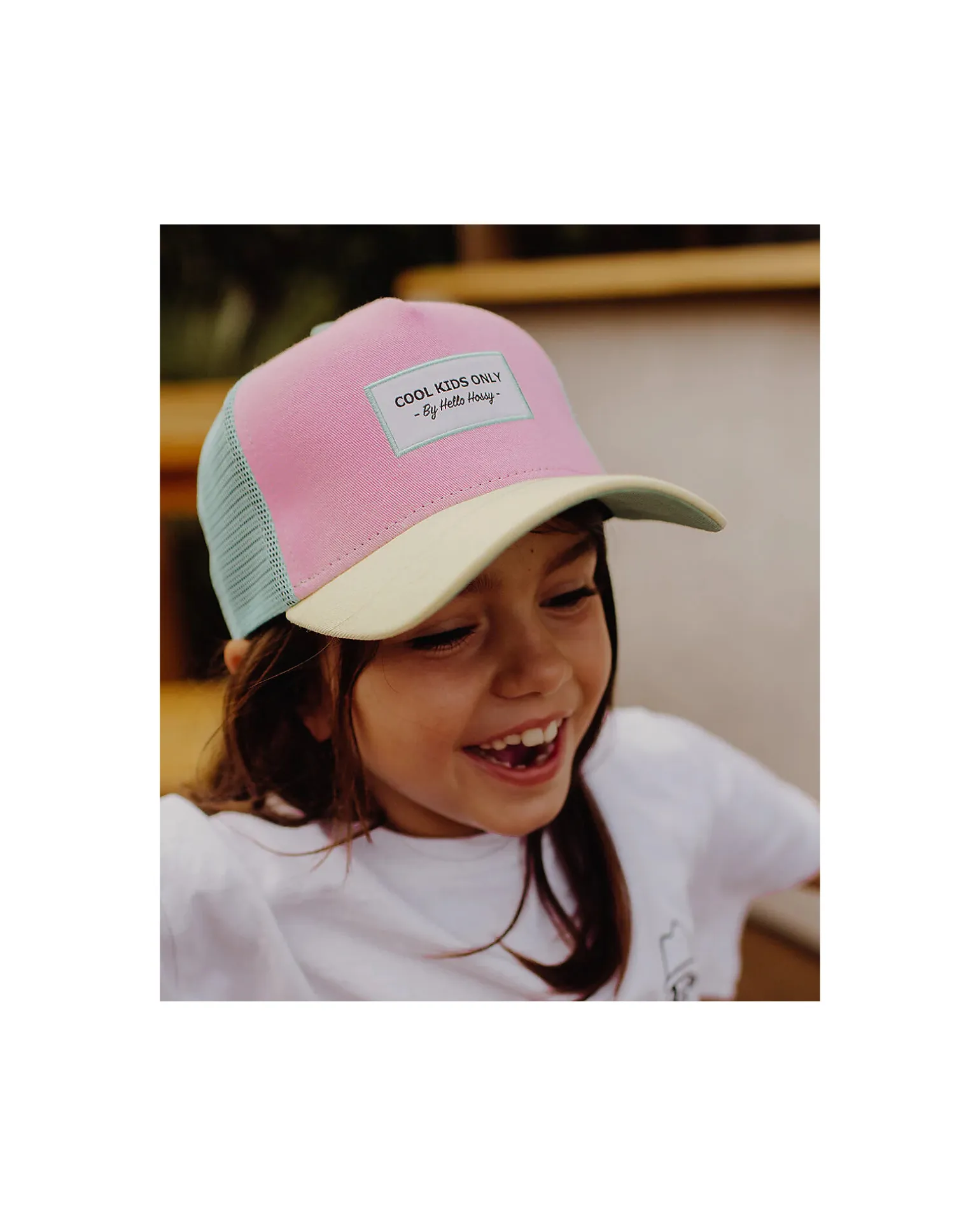 Cappello con Visiera Mini Poppy - Rosa Giallo e Turchese - Cotone Bio