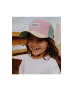 Cappello con Visiera Mini Poppy - Rosa Giallo e Turchese - Cotone Bio