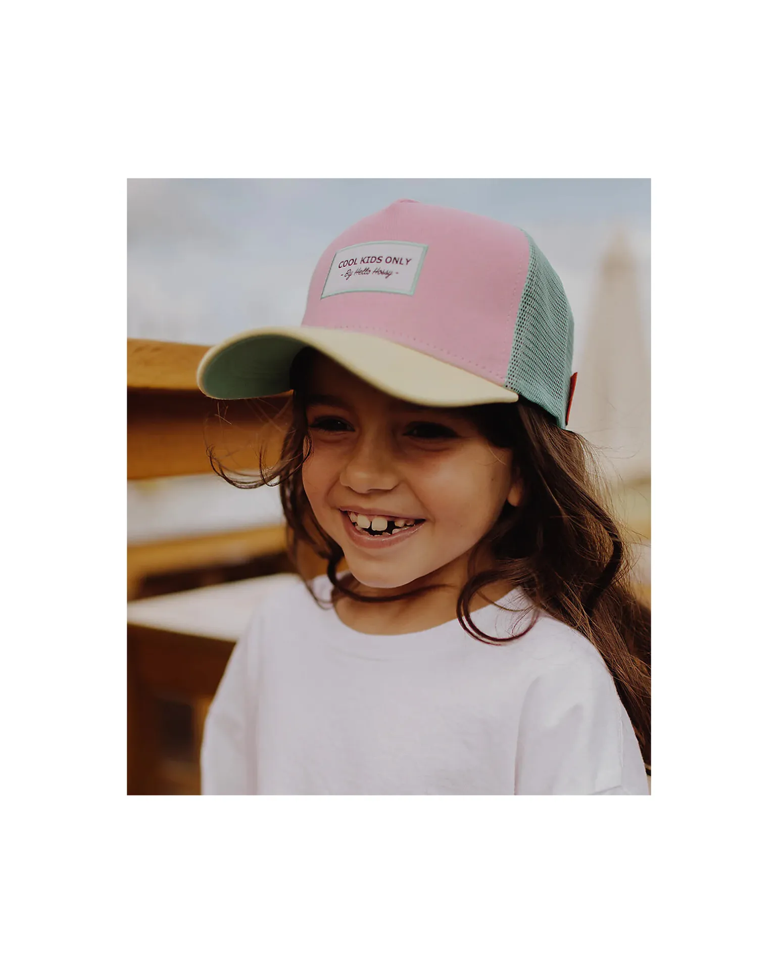 Cappello con Visiera Mini Poppy - Rosa Giallo e Turchese - Cotone Bio