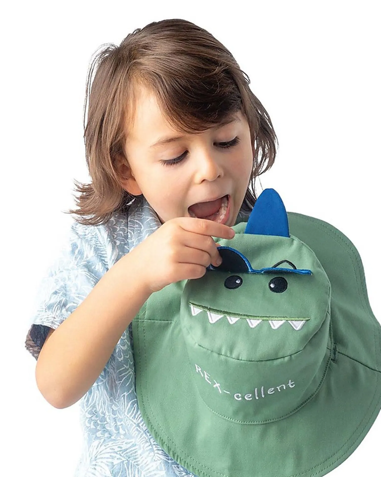 Cappello Estivo Reversibile Anti-UV SPF 50+ - Dino+Dinosauro Surfista - 100% Cotone
