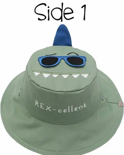 Cappello Estivo Reversibile Anti-UV SPF 50+ - Dino+Dinosauro Surfista - 100% Cotone