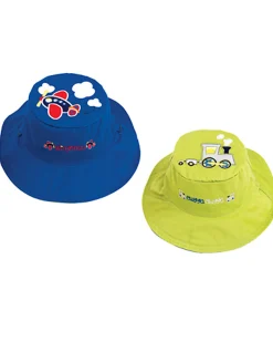 Cappello Estivo Reversibile Anti-UV SPF 50+, Treno+Aereo - 100% cotone