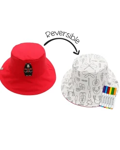 Cappello Estivo Reversibile da Colorare con Pennarelli - 100% Cotone - Orso