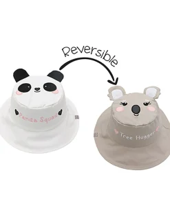Cappello Estivo Reversibile Anti-UV SPF 50+ - Panda+Koala - 100% Cotone - Nuovo Design