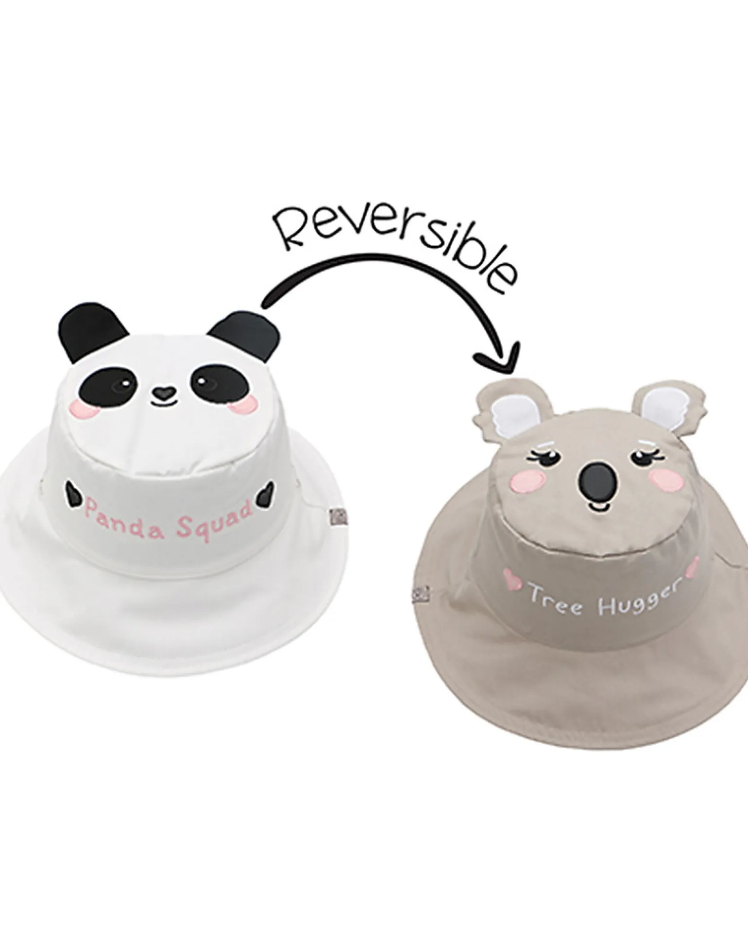 Cappello Estivo Reversibile Anti-UV SPF 50+ - Panda+Koala - 100% Cotone - Nuovo Design