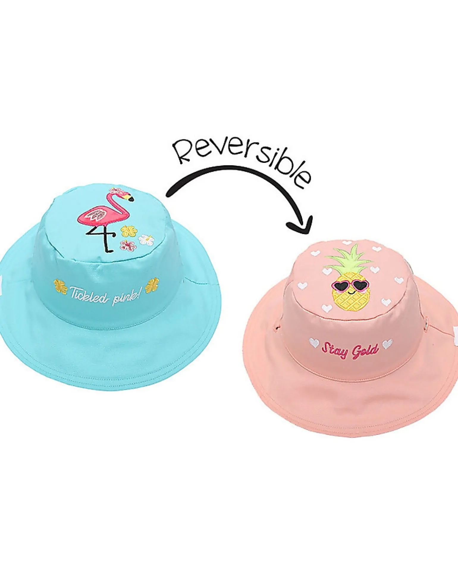 Cappello Estivo Reversibile Anti-UV SPF 50+ Fenicottero+Ananas - 100% cotone
