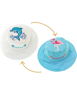 Cappello Estivo Reversibile Anti-UV SPF 50+, Delfino+Fenicottero - 100% cotone
