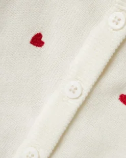 Cardigan con Bottoni - Fragole - Bianco - Cotone Bio