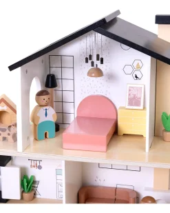 Casa delle Bambole in Legno - 20 Pezzi - 50 x 19,5 x 41 cm - 3+ Anni