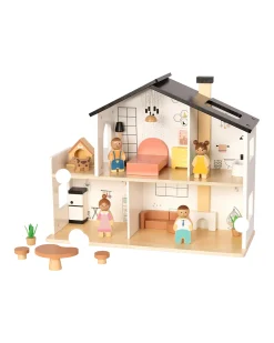 Casa delle Bambole in Legno - 20 Pezzi - 50 x 19,5 x 41 cm - 3+ Anni
