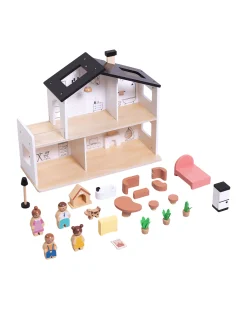 Casa delle Bambole in Legno - 20 Pezzi - 50 x 19,5 x 41 cm - 3+ Anni