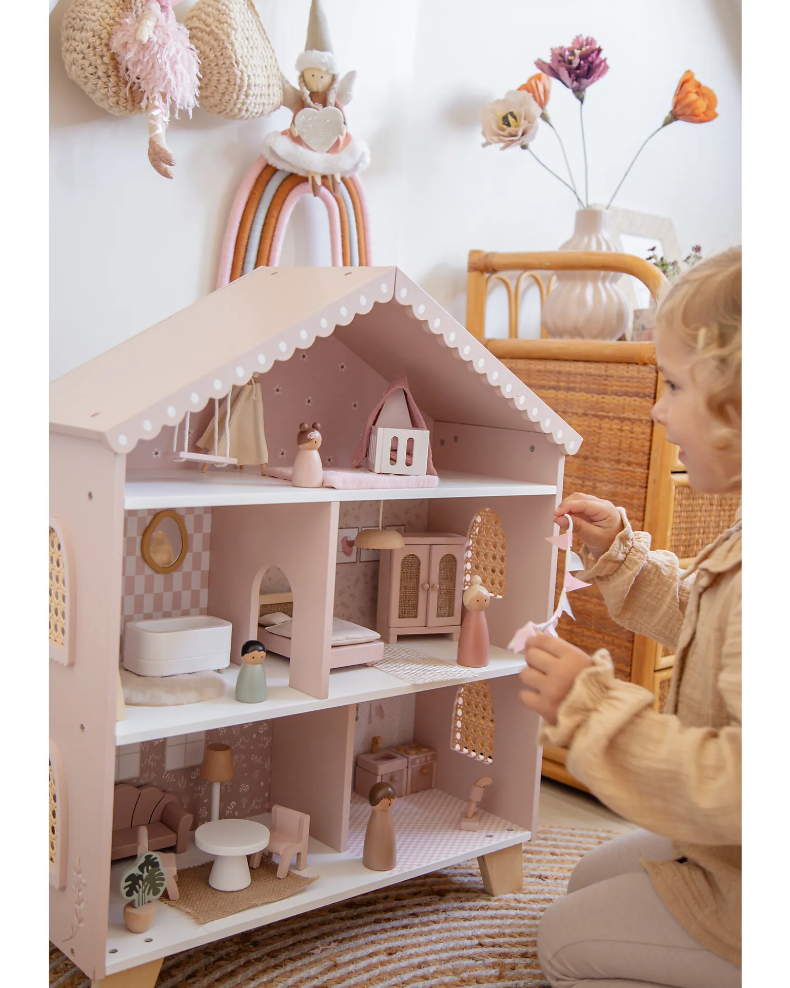 Casa delle Bambole - Rosa - In Legno