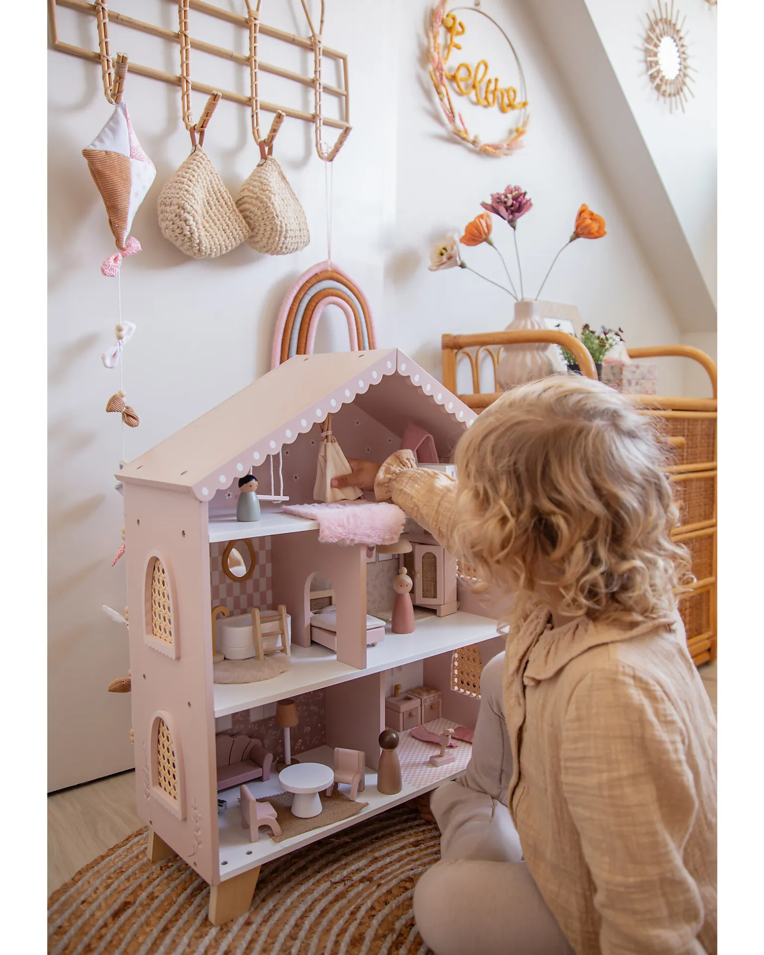 Casa delle Bambole - Rosa - In Legno