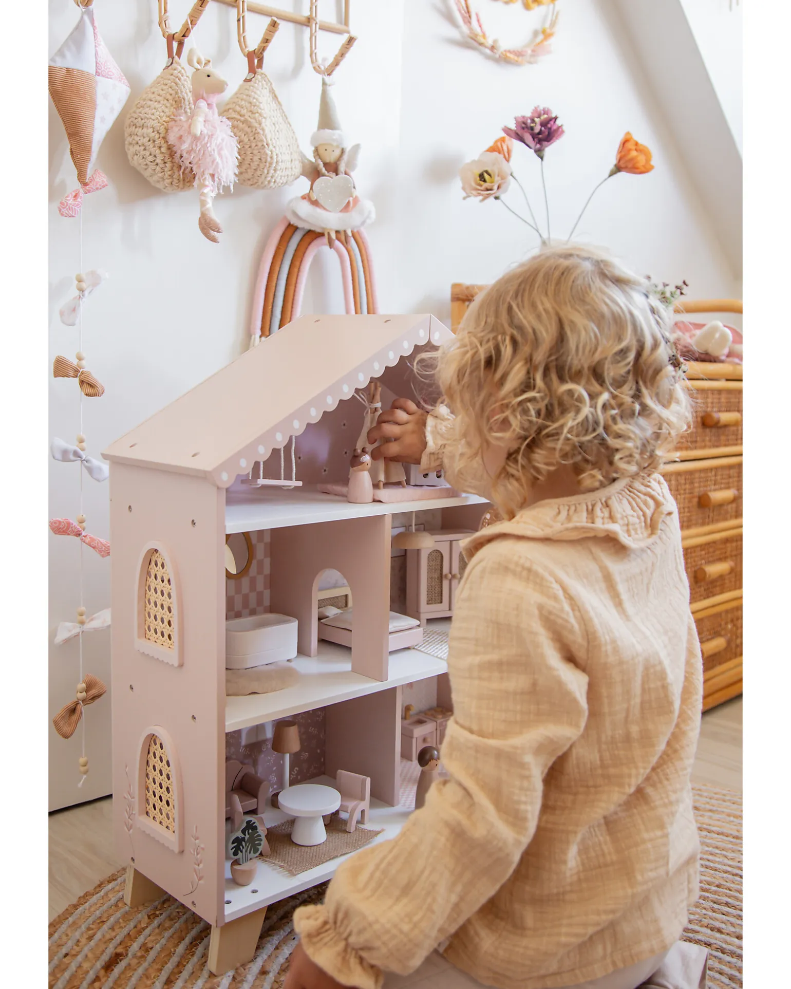 Casa delle Bambole - Rosa - In Legno