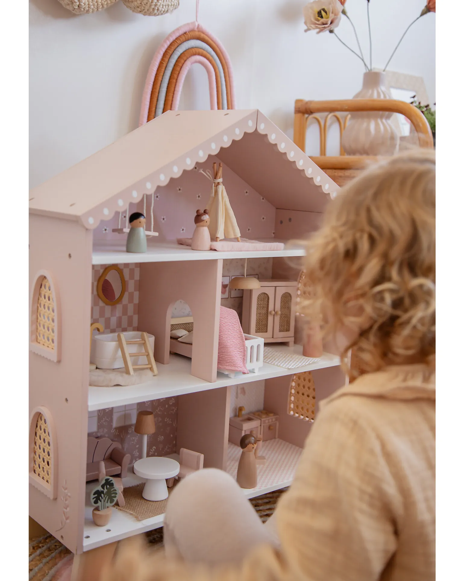 Casa delle Bambole - Rosa - In Legno