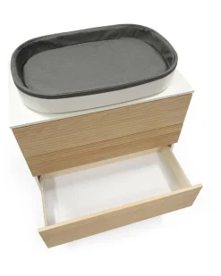 Cassettiera Sleepi - con Cassetti + Fasciatoio - Bianco/Naturale - in Legno
