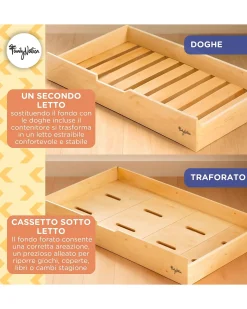Cassettone/Letto Estraibile Montessori Evi per Letti 200 x 90 cm - Doghe incluse