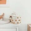 Cesto Portaoggetti - Pom Pom Oro - 20,3cm x 17,8cm - 100% Cotone Naturale
