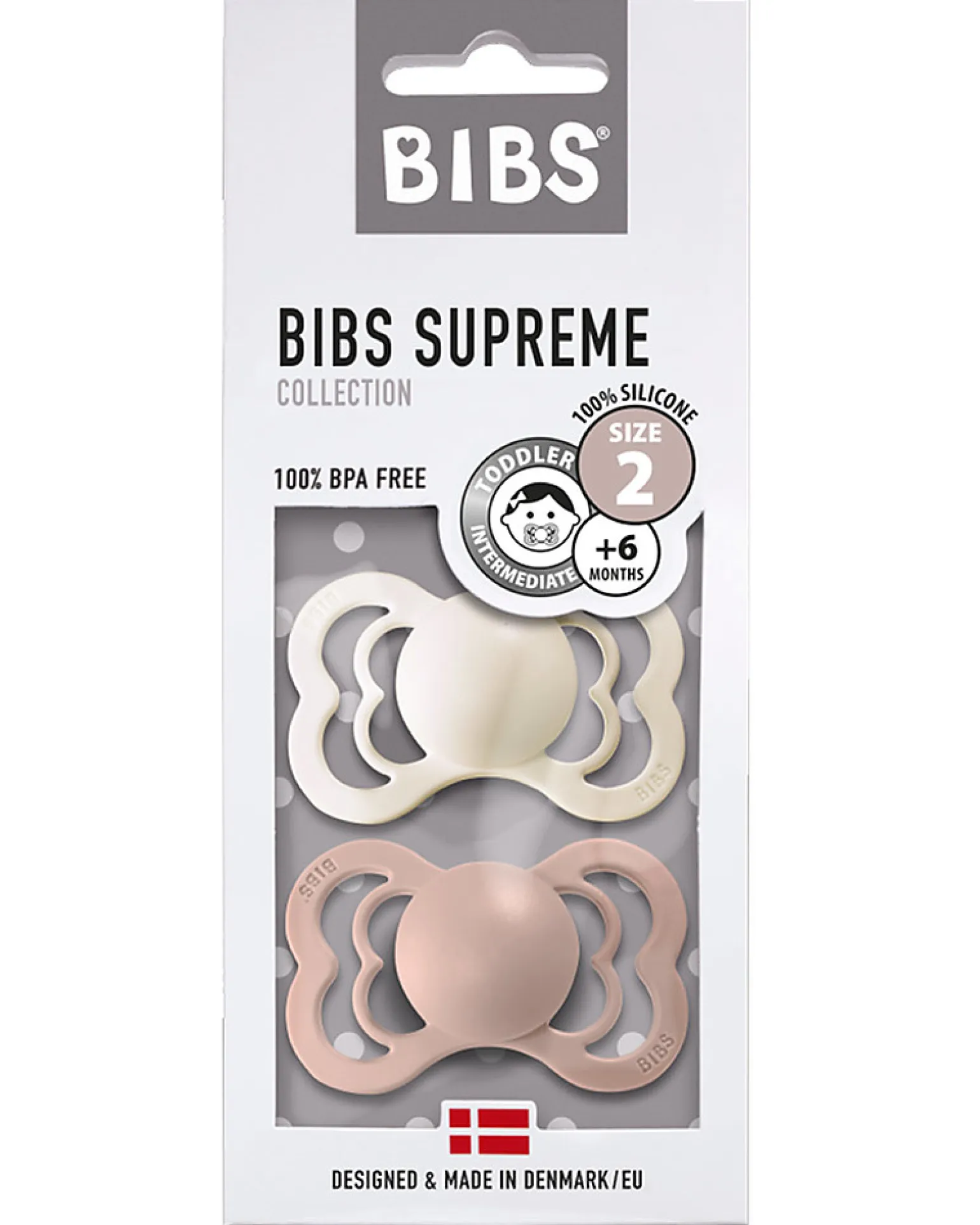 Ciuccio Supreme - Tettarella Simmetrica in Silicone - Avorio e Rosa Cipria - Senza PBA, PVC e Flatati
