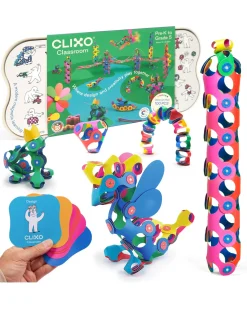 Clixo Classroom - 100 Pezzi - Gioco Magnetico per Apprendimento STEAM - 4+ Anni
