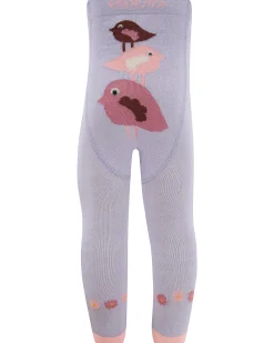 Collant In Cotone Bio Elasticizzato - Uccellini - Lilla - Certificato GOTS