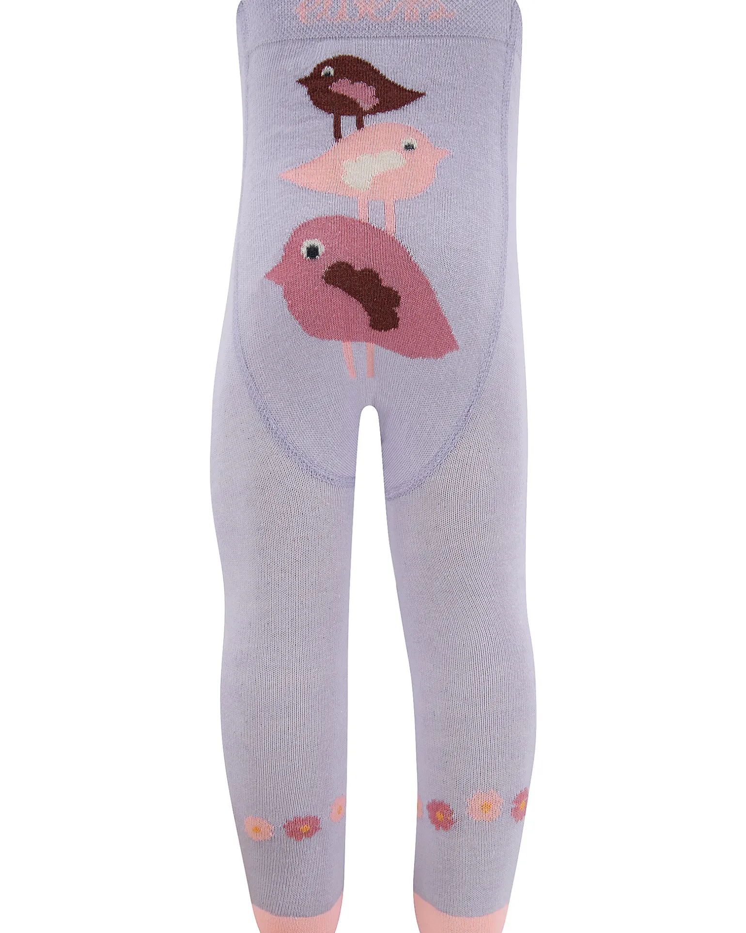 Collant In Cotone Bio Elasticizzato - Uccellini - Lilla - Certificato GOTS