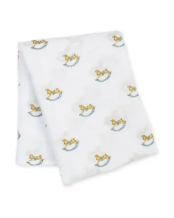 Copertina Swaddle 100x100 cm - Cavallo a Dondolo - 100% Mussola di Cotone